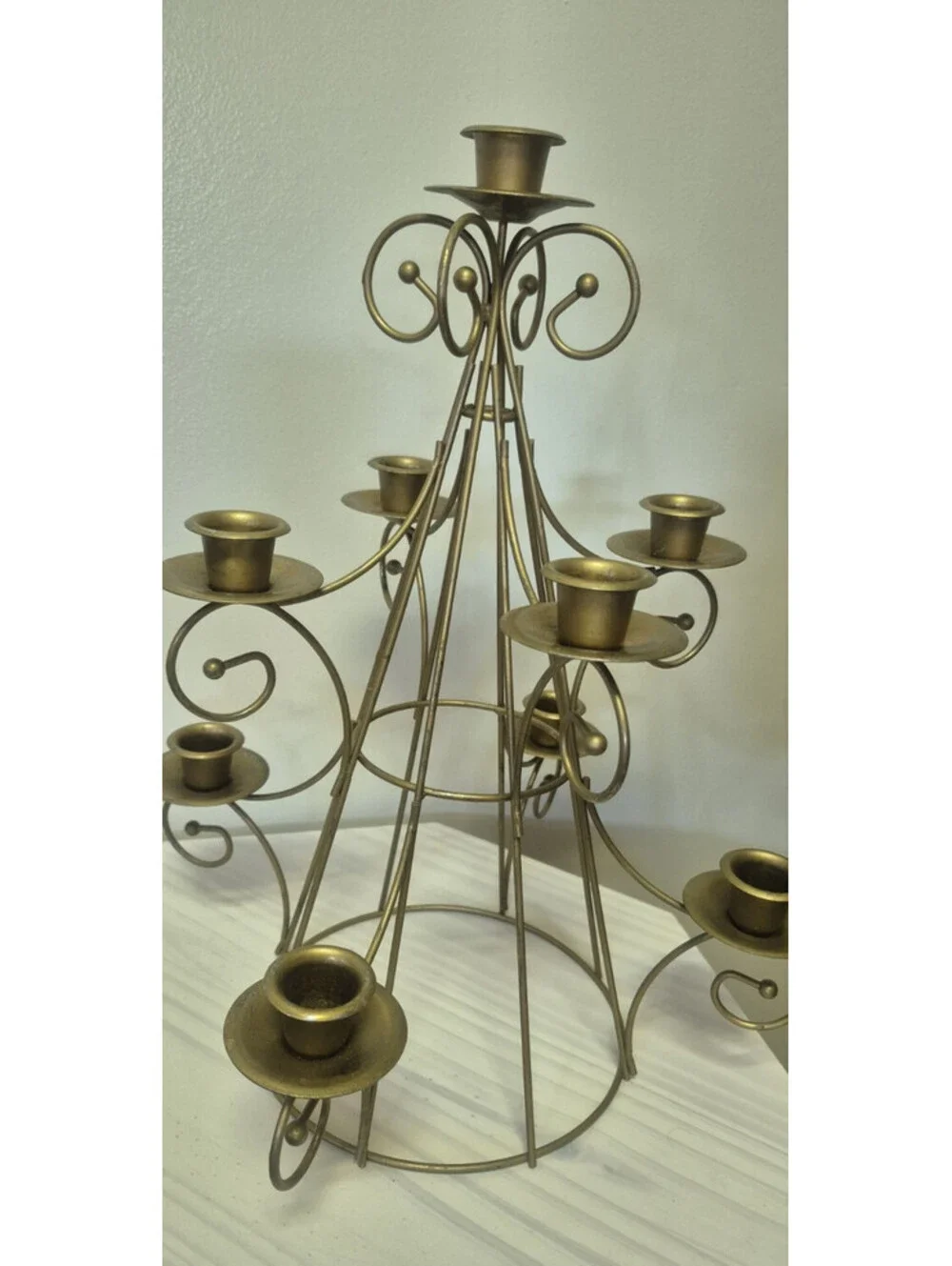 Brass Gold Metal Home Interiors Candelabra Tree Shape Candle Holder 15